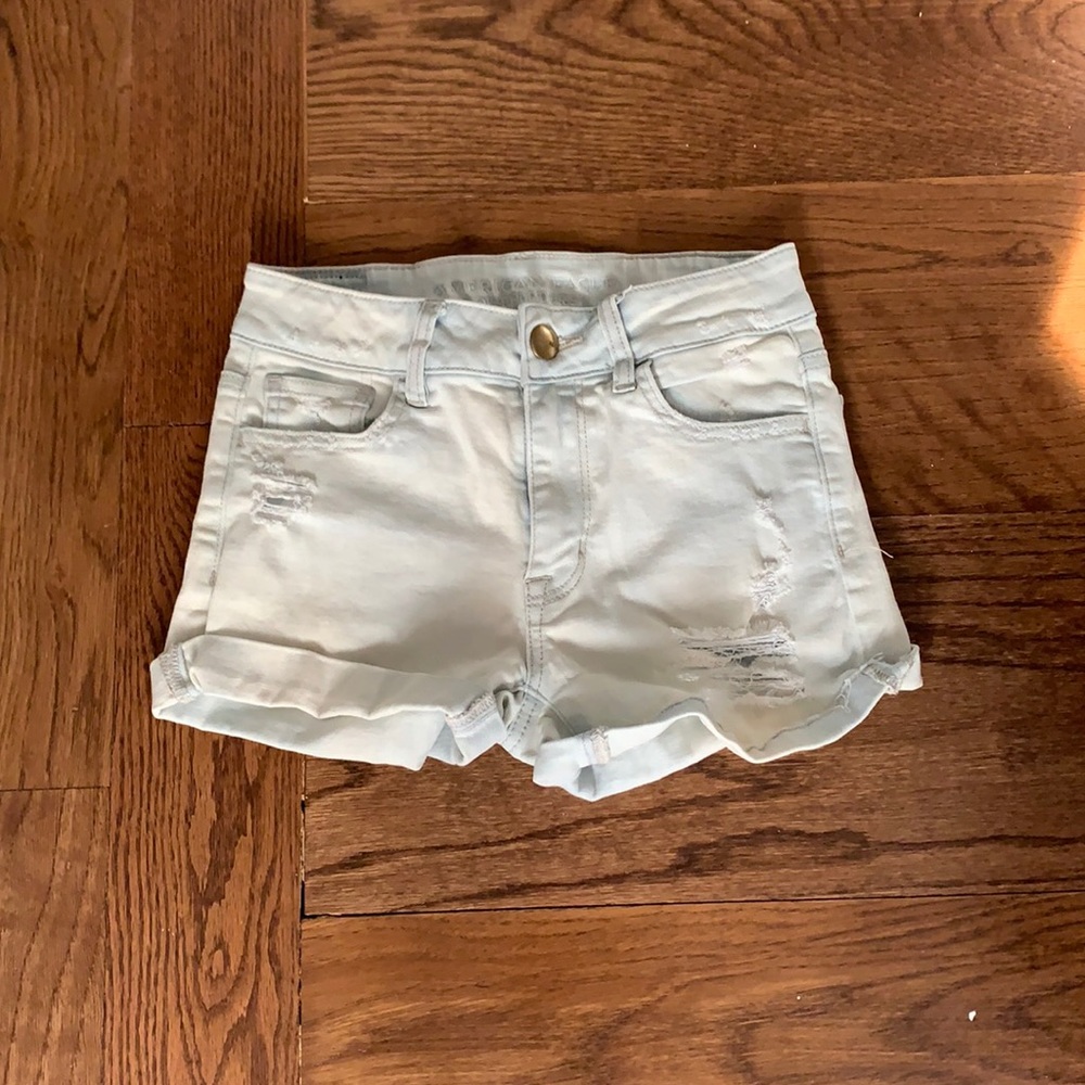 White washed denim shorts